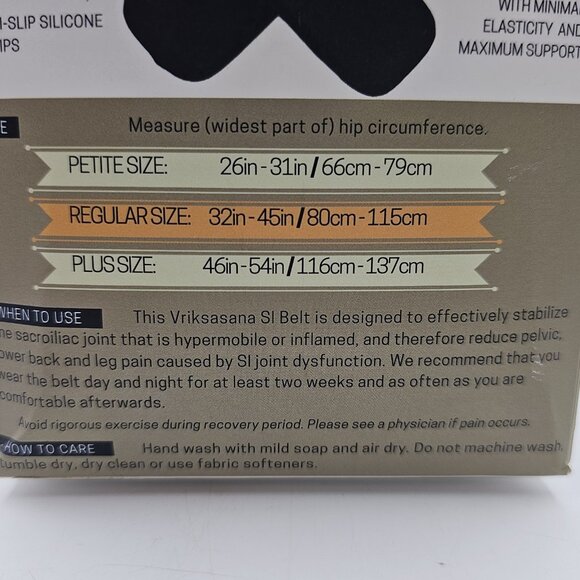 Vriksasana Posture Sacroiliac Hip SI Belt for Women Regular Size Black OPEN BOX - Picture 5 of 9